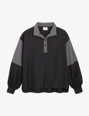 CLAUDIE PIERLOT: Oversized collar felted wool-blend jacket