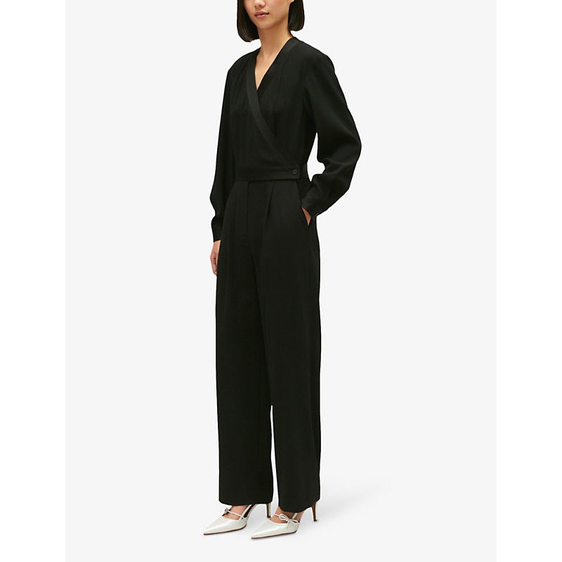Shop Claudie Pierlot Women's Noir / Gris Wrap-over Double-breasted Woven Trouser Suit