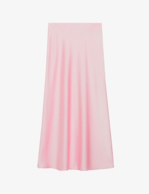 Shop Claudie Pierlot Women's Roses Sapine High-rise Satin Midi Skirt