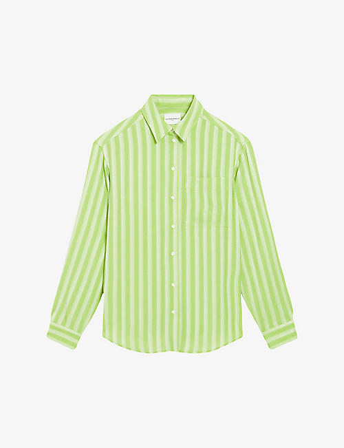 CLAUDIE PIERLOT: Stripe-pattern relaxed-fit woven shirt