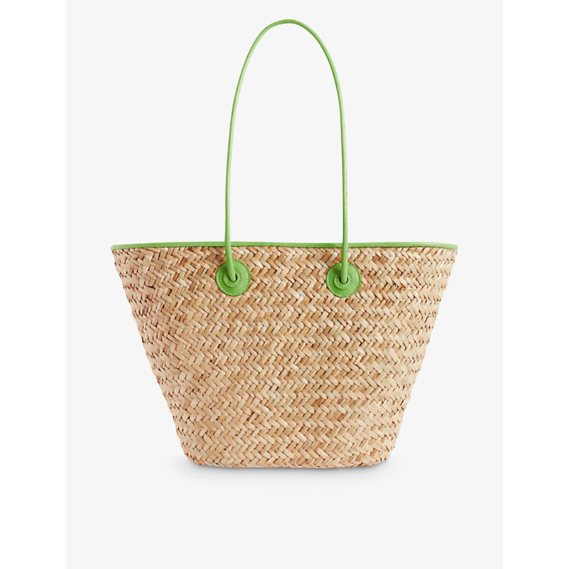Shop Claudie Pierlot Women's Verts Dryanm Straw-woven Basket Bag