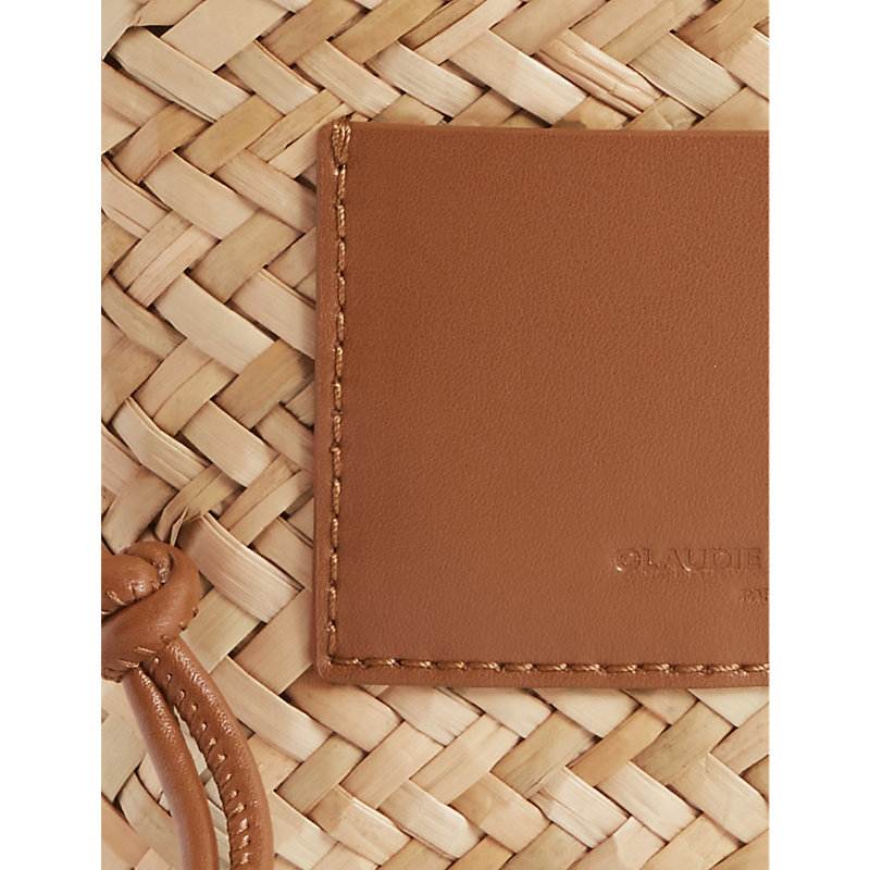 Shop Claudie Pierlot Womens Bruns Adryans Logo-patch Leather And Straw Shoulder Bag