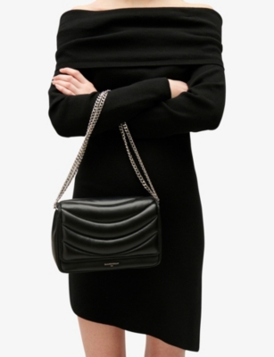 Shop Claudie Pierlot Women's Noir / Gris Angeli Leather Shoulder Bag