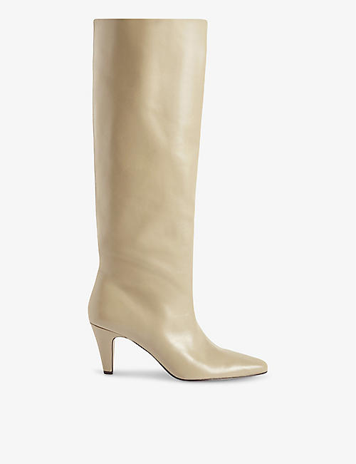 CLAUDIE PIERLOT: Pointed-toe leather knee-high boots