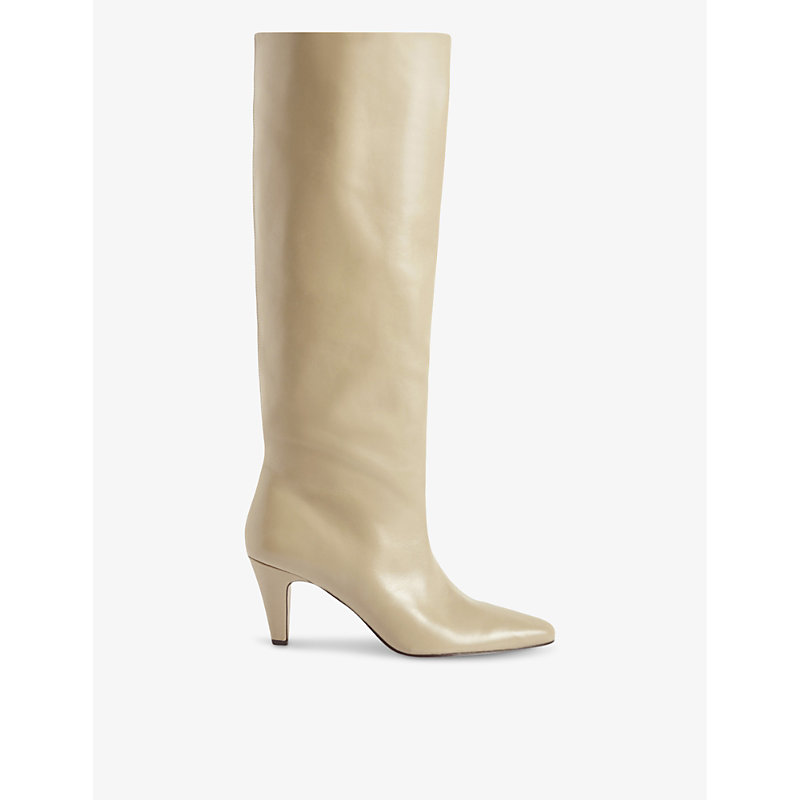 Claudie Pierlot Womens Bruns Pointed-toe Leather Knee-high Boots