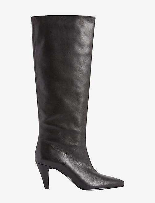 CLAUDIE PIERLOT: Pointed-toe leather knee-high boots