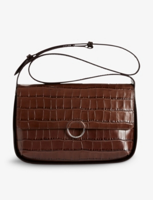 Claudie Pierlot Alix Leather Shoulder Bag In Bruns