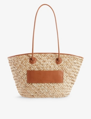 CLAUDIE PIERLOT: Double-handle open-top straw tote bag