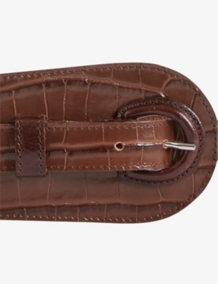 Shop Claudie Pierlot Women's Bruns Wide Croc-embossed Leather Belt