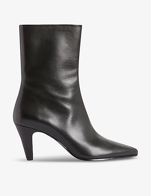 CLAUDIE PIERLOT: Seamed pointed-toe leather heeled ankle boots
