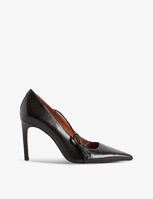 CLAUDIE PIERLOT: Bow asymmetric-strap lamb-leather court heels