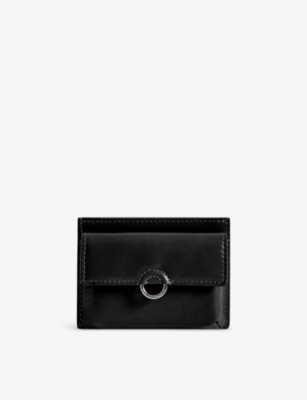 Shop Claudie Pierlot Women's Noir / Gris Logo-engraved Leather Wallet