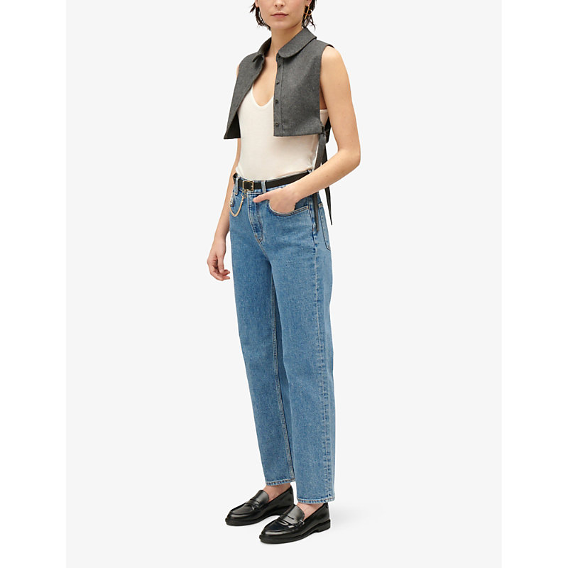 Shop Claudie Pierlot Women's Denim - Jean Stonewashed Straight-leg Mid-rise Stretch-denim Jeans