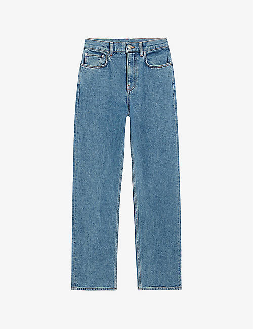 CLAUDIE PIERLOT: Stonewashed straight-leg mid-rise stretch-denim jeans