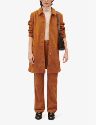 Shop Claudie Pierlot Women's Bruns Panelled Straight-fit Suede Jacket