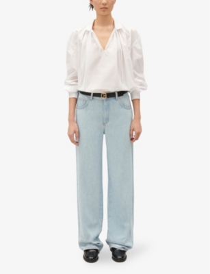 Shop Claudie Pierlot Womens Naturels Drawstring-neck Relaxed-fit Cotton Shirt