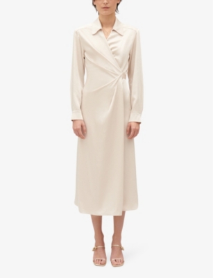 Shop Claudie Pierlot Women's Bruns Collared Belted Woven Midi Dress