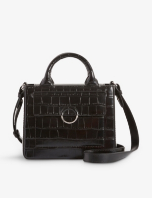 Claudie Pierlot Womens Noir / Gris Anouck Mini Mock-croc Leather Cross-body Bag