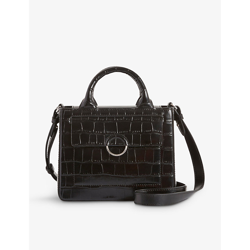 Claudie Pierlot Womens Noir / Gris Anouck Mini Mock-croc Leather Cross-body Bag 1 Size