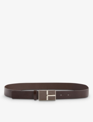 CLAUDIE PIERLOT: Branded-buckle narrow leather belt