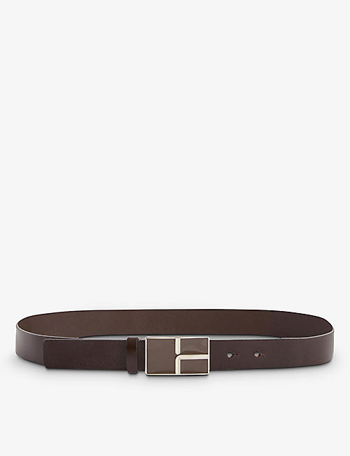 CLAUDIE PIERLOT: Branded-buckle narrow leather belt