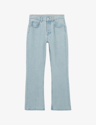 Shop Claudie Pierlot Women's Bleus Stonewashed Straight-fit Mid-rise Denim Jeans