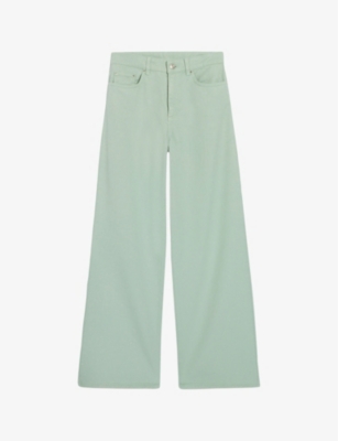 Shop Claudie Pierlot Women's Verts Michel Baggy Wide-leg Mid-rise Jeans
