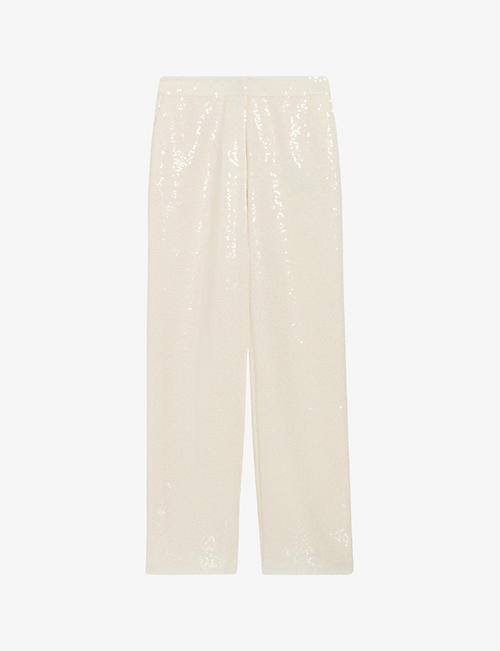 CLAUDIE PIERLOT: Sequin-embellished straight-leg mid-rise woven trousers