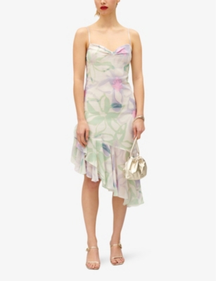 Shop Claudie Pierlot Womens Divers Floral-print Silk Midi Dress