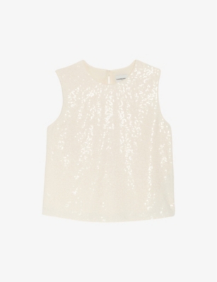 CLAUDIE PIERLOT Sequin embellished round neck woven top