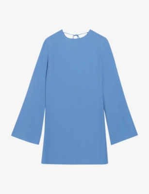 Shop Claudie Pierlot Women's Bleus Fluted-sleeve Woven Mini Dress