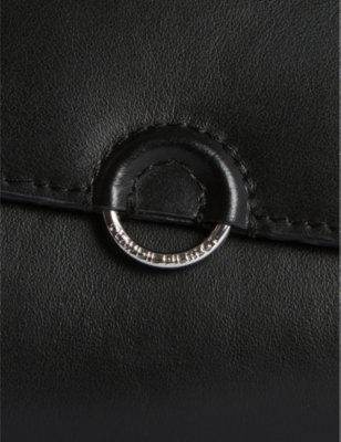 Shop Claudie Pierlot Womens Noir / Gris Logo-engraved Leather Belt Bag