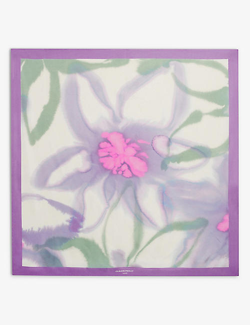 CLAUDIE PIERLOT: Floral-print square silk scarf