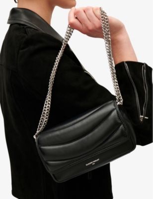 Shop Claudie Pierlot Women's Noir / Gris Angelina Leather Shoulder Bag