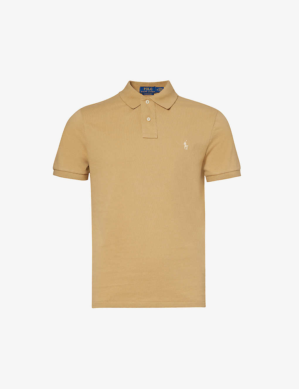 Polo Ralph Lauren Mens Cafe Tan Logo-embroidered Slim-fit Cotton Polo Shirt In Brown