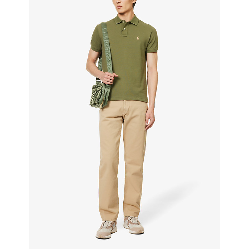 Shop Polo Ralph Lauren Brand-embroidered Custom Slim-fit Cotton Polo Shirt In Green