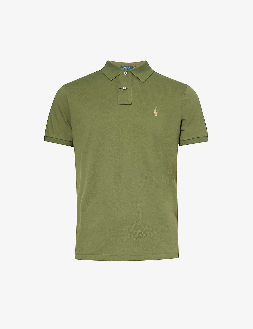 Shop Polo Ralph Lauren Men's Dark Sage Brand-embroidered Custom Slim-fit Cotton Polo Shirt In Green