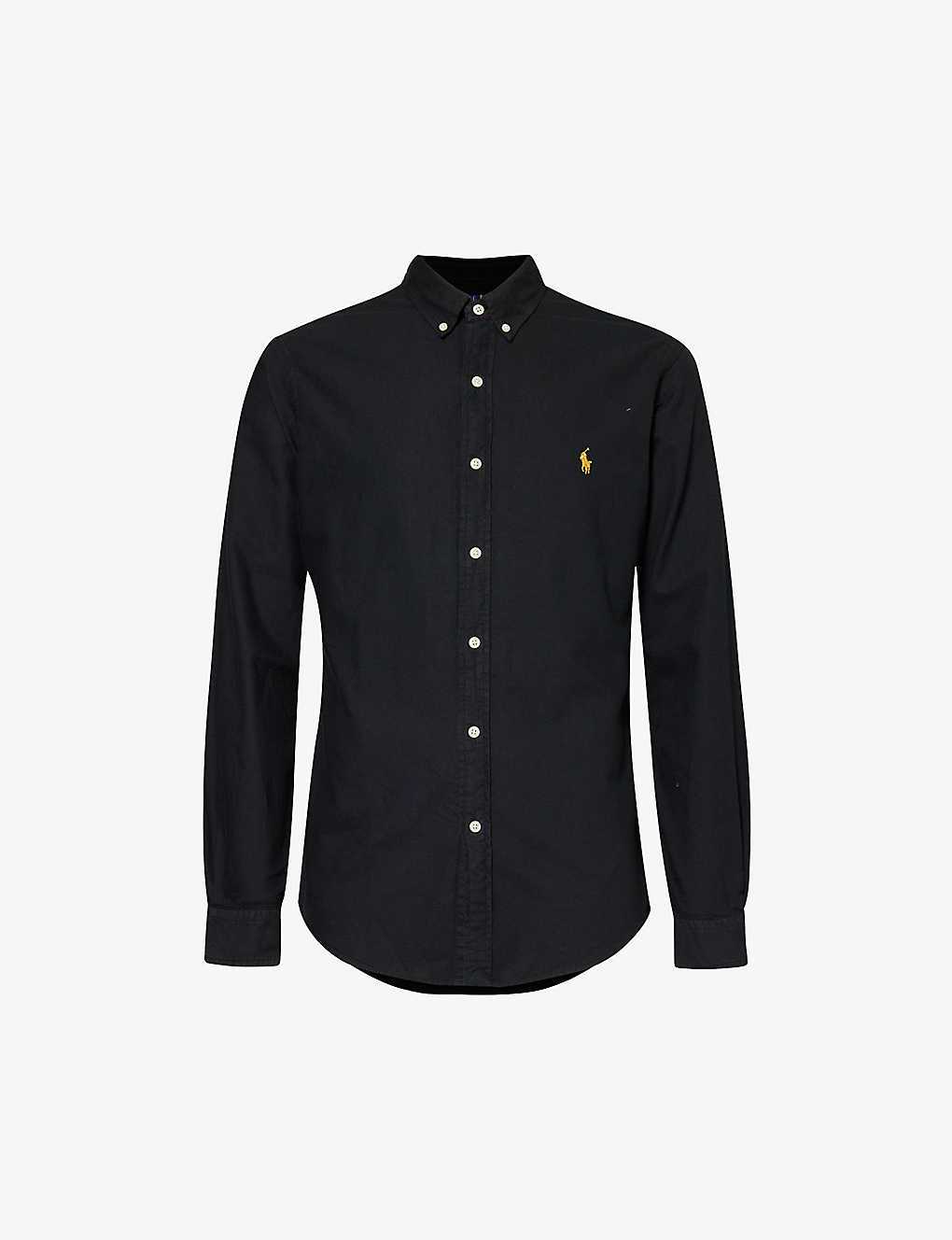 Polo Ralph Lauren Mens Polo Black Brand-embroidered Slim-fit Cotton Shirt