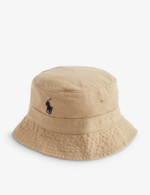 Polo Ralph Lauren Mens Cafe Tan Logo-embroidered Cotton Bucket Hat