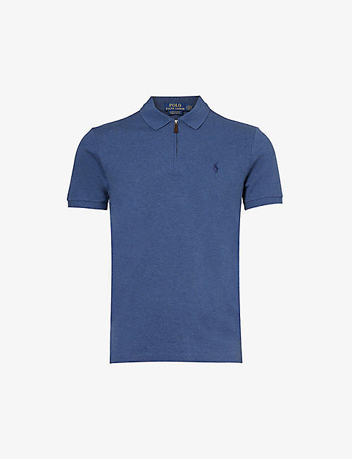 POLO RALPH LAUREN: Brand-embroidered custom slim-fit stretch-cotton polo shirt