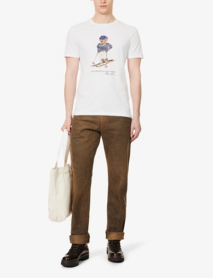 Shop Polo Ralph Lauren Men's White Ski Bear Bear-print Slim-fit Cotton-jersey T-shirt