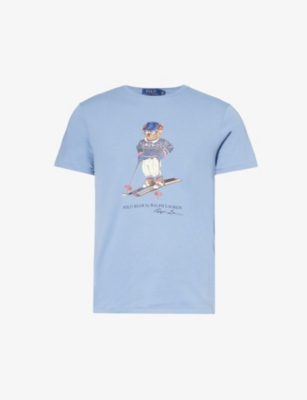 POLO RALPH LAUREN: Skiing bear-print short-sleeve cotton-jersey T-shirt