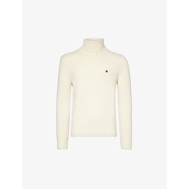 Polo Ralph Lauren Mens Andover Cream Turtle-neck Regular-fit Wool And Cashmere-blend Jumper