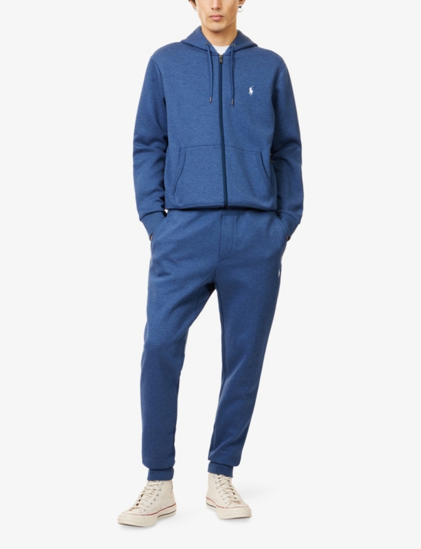 Drawstring regular-fit tapered-leg cotton and recycled polyester-blend jogging bottoms