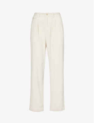 POLO RALPH LAUREN: Brand-patch tapered-leg high-rise cotton trousers