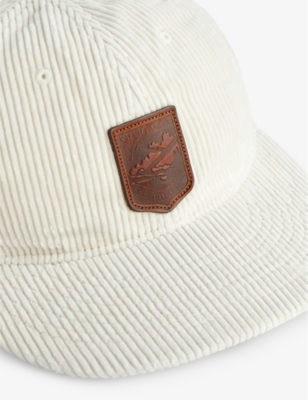 Shop Polo Ralph Lauren Logo-patch Cotton-corduroy Cap In Antique Cream