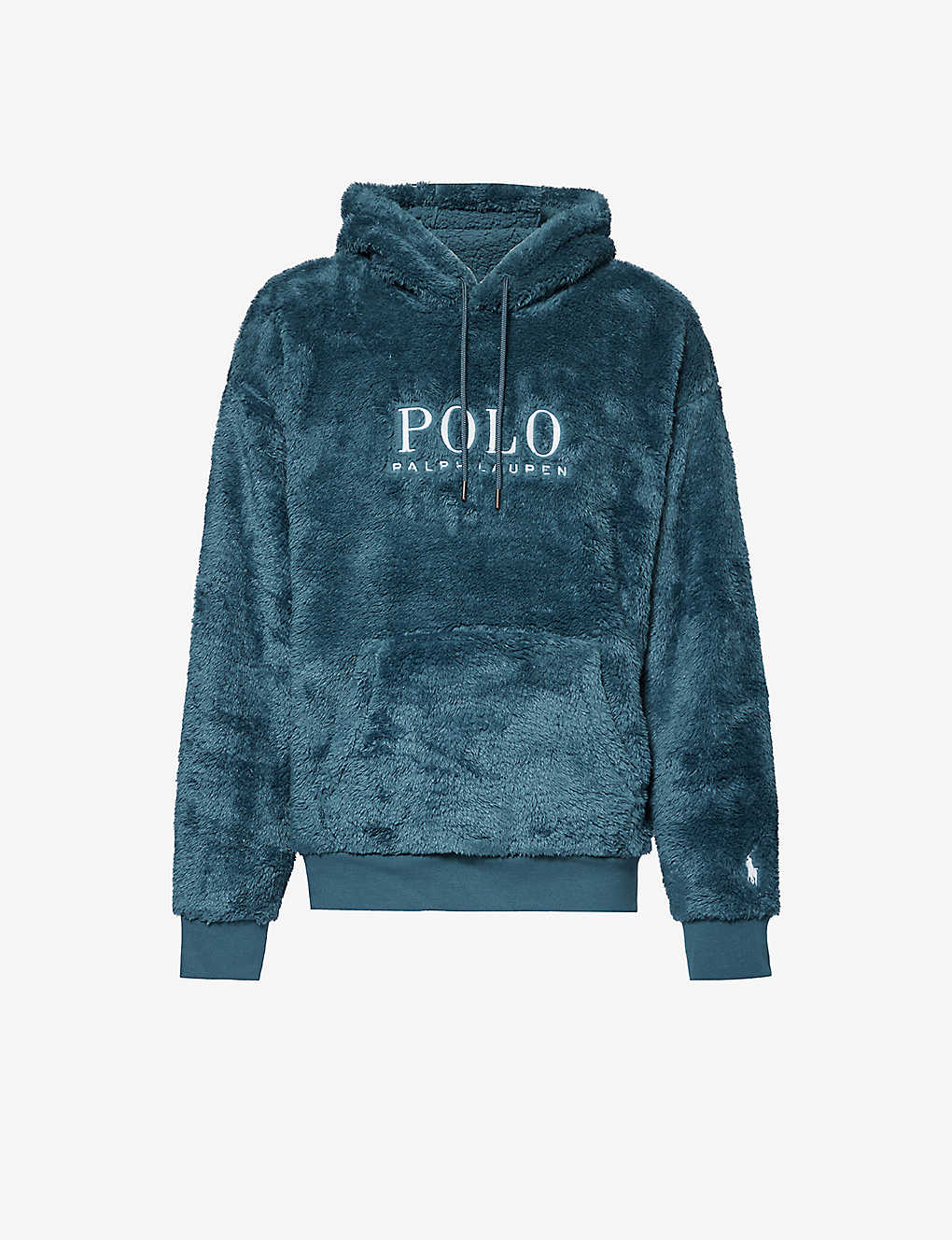 Polo Ralph Lauren Mens Blue Corsair Brand-embroidered Textured Recycled-polyester Hoody
