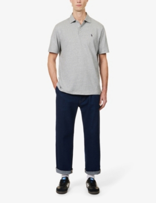 Shop Polo Ralph Lauren Men's Steel Heather Logo-embroidered Cotton And Linen-blend Polo Shirt