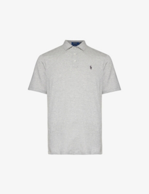 Polo Ralph Lauren Mens Steel Heather Logo-embroidered Cotton And Linen-blend Polo Shirt