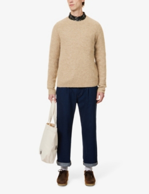 Shop Polo Ralph Lauren Brand-patch Knitted Wool-blend Jumper In Oak Brown Hthr